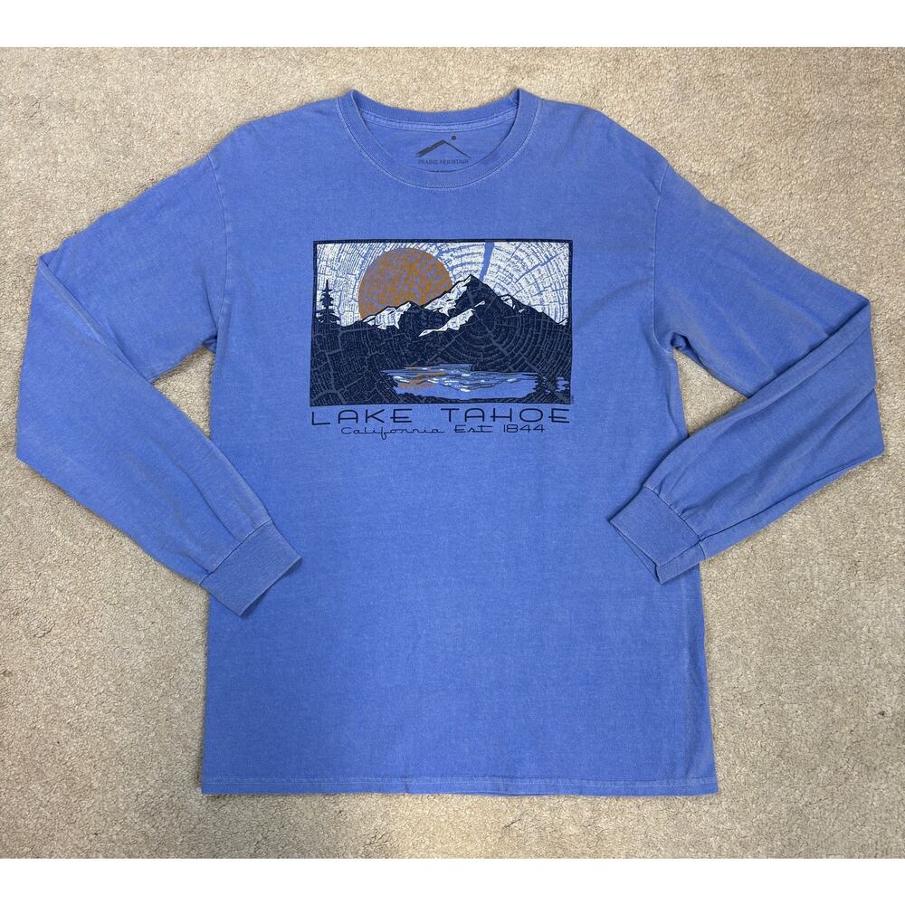Prairie Mountain Lake Tahoe California Est 1844 Graphic LS T-Shirt Size M